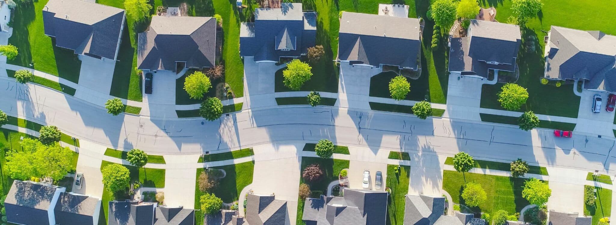 aerial view of suburban neighborhood