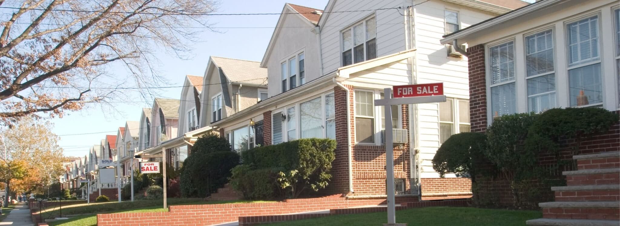 row of houses for sale