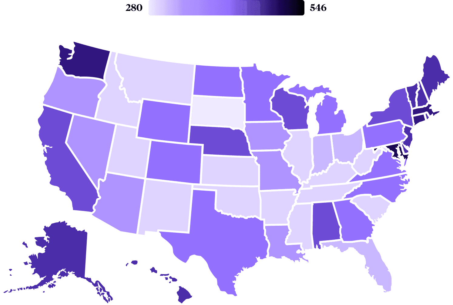 utility costs by state map