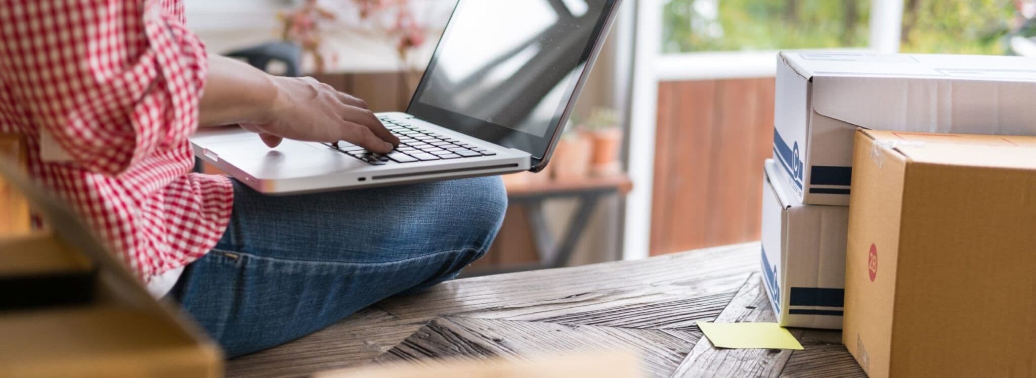 laptop in home office