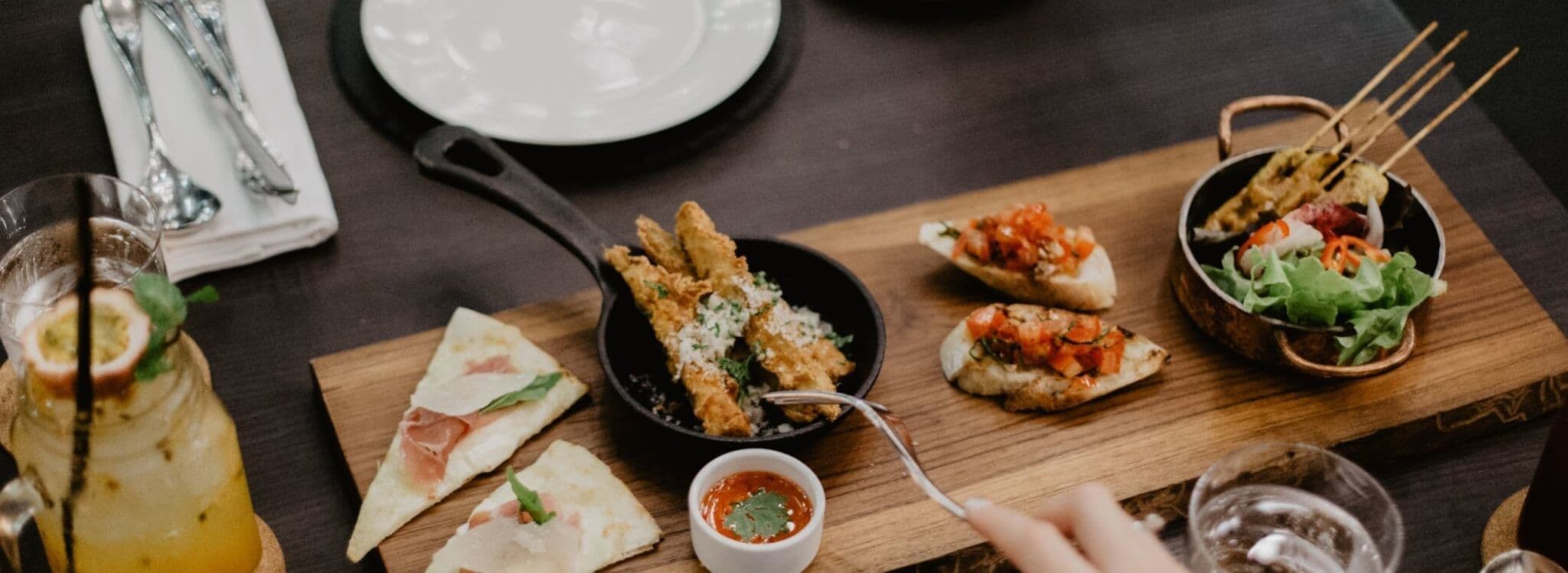 food on restaurant table