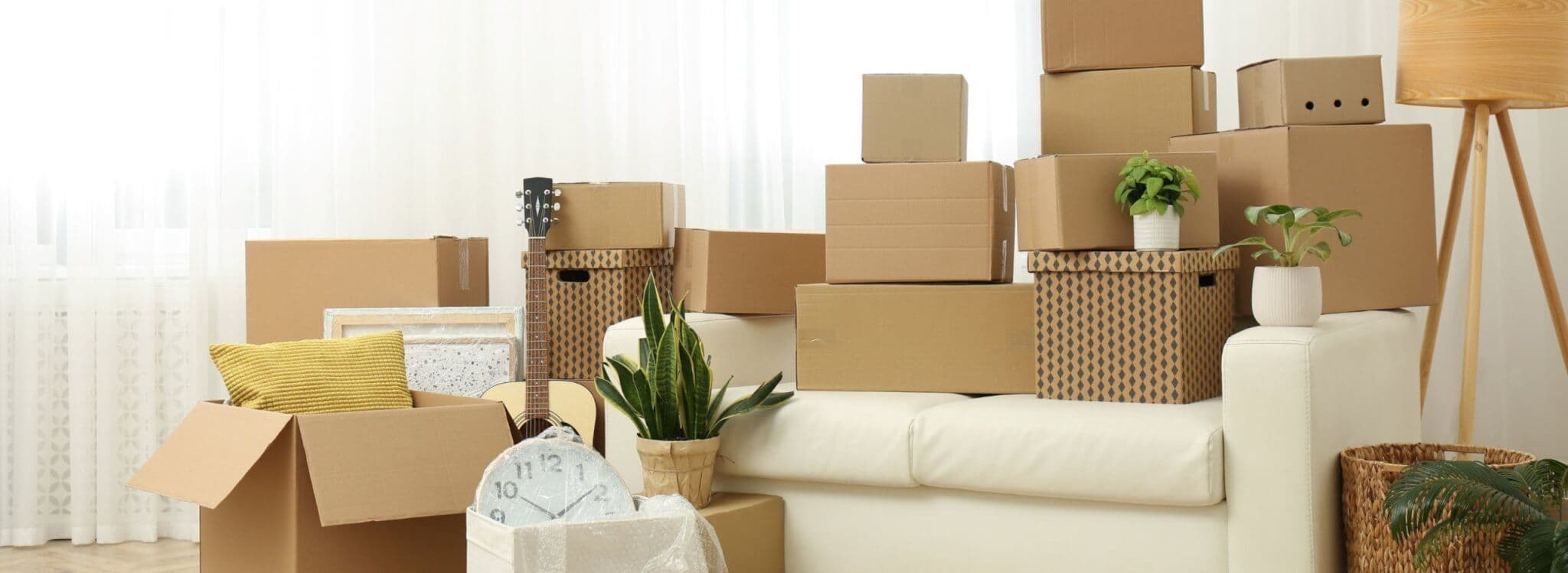 moving boxes in living room